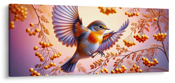 Kép - Madár berkenyével (120x50 cm)