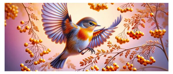 Kép - Madár berkenyével (120x50 cm)