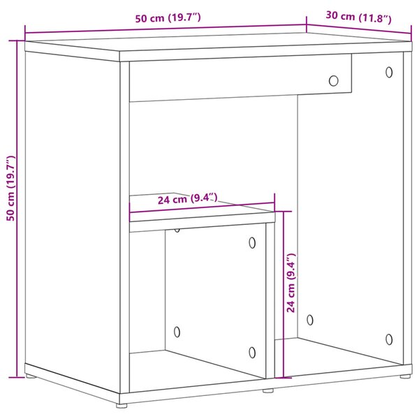 Fekete szerelt fa kisasztal 50 x 30 x 50 cm