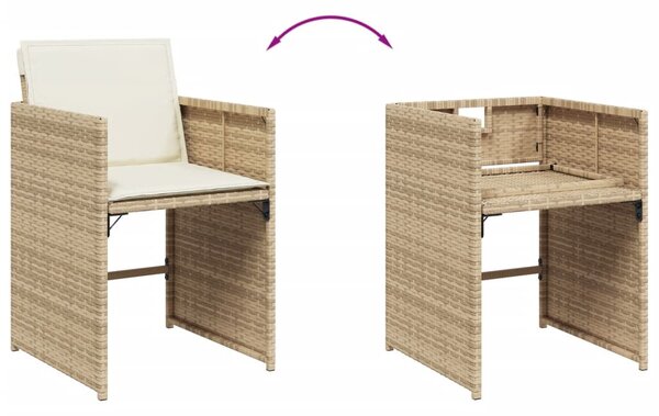 11 részes bézs polyrattan kerti étkezőgarnitúra párnákkal