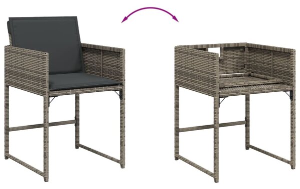 4 db szürke polyrattan kerti szék párnával