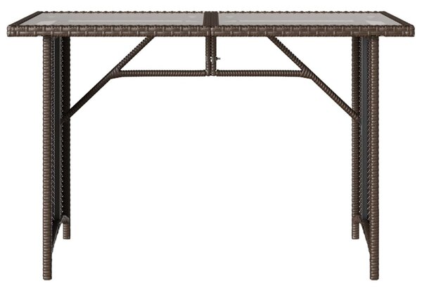 Barna polyrattan üveglapos kerti asztal 110x68x70 cm
