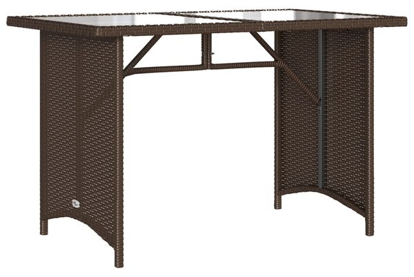 Barna polyrattan üveglapos kerti asztal 110x68x70 cm