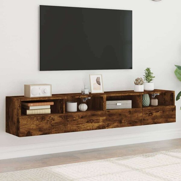 VidaXL 2 db füstös tölgy színű szerelt fa fali TV-szekrény 80x30x30 cm