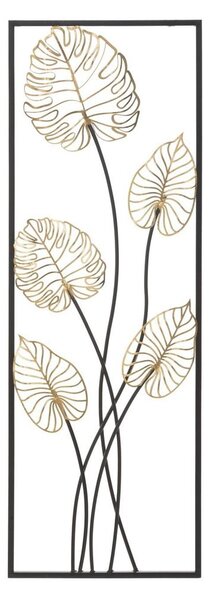 Trópusi leveles fali dekoráció, fekete keretben, arany - LIANES