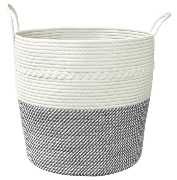 Szürke-fehér pamut tárolókosár Ø43 x 38 cm