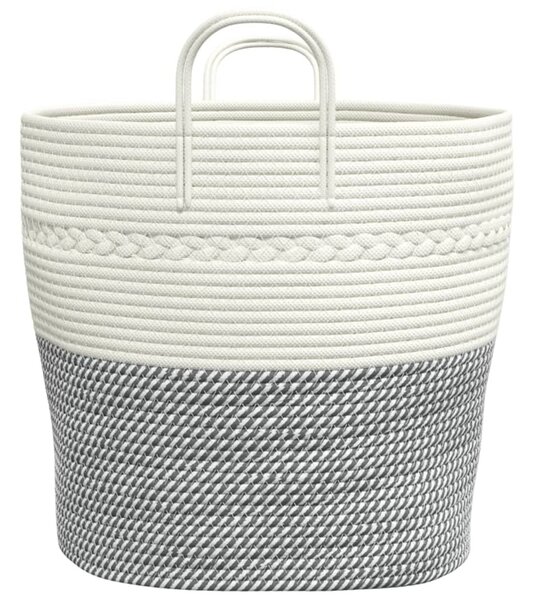 Szürke-fehér pamut tárolókosár Ø43 x 38 cm