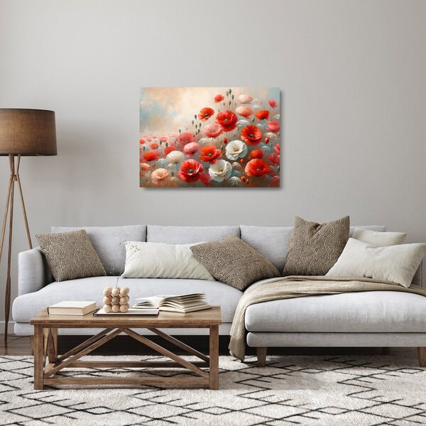 Üveg kép - Pipacsok festménye (70x50 cm)