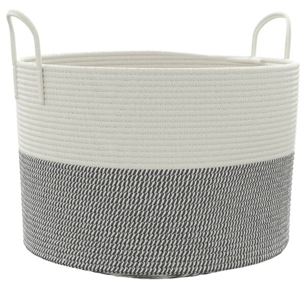 Szürke-fehér pamut tárolókosár Ø51 x 33 cm