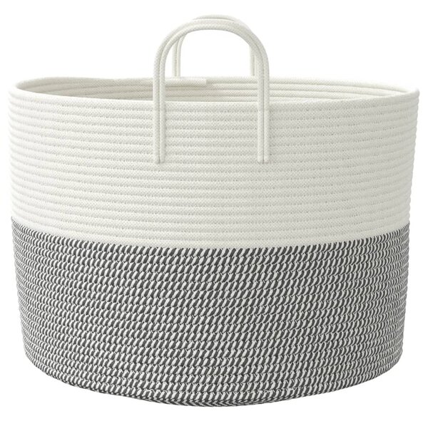 Szürke-fehér pamut tárolókosár Ø51 x 33 cm