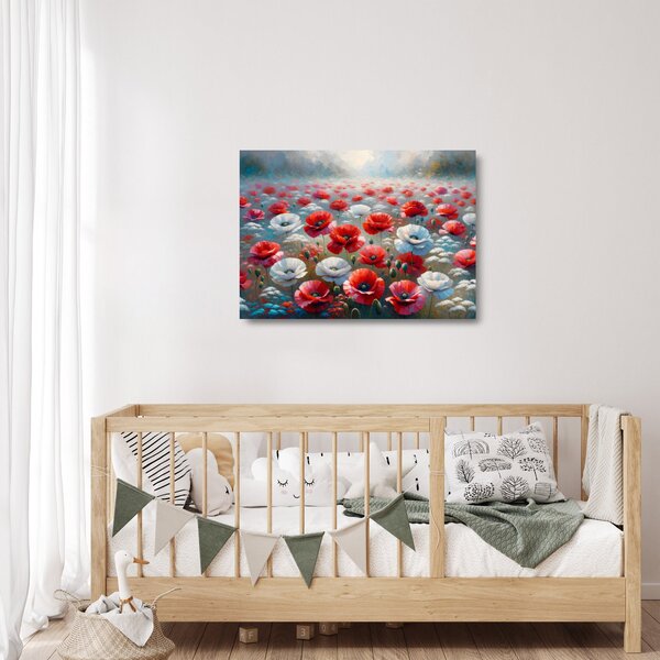 Üveg kép - Pipacsmező (70x50 cm)