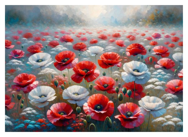 Üveg kép - Pipacsmező (70x50 cm)