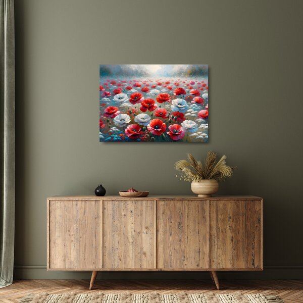 Üveg kép - Pipacsmező (70x50 cm)