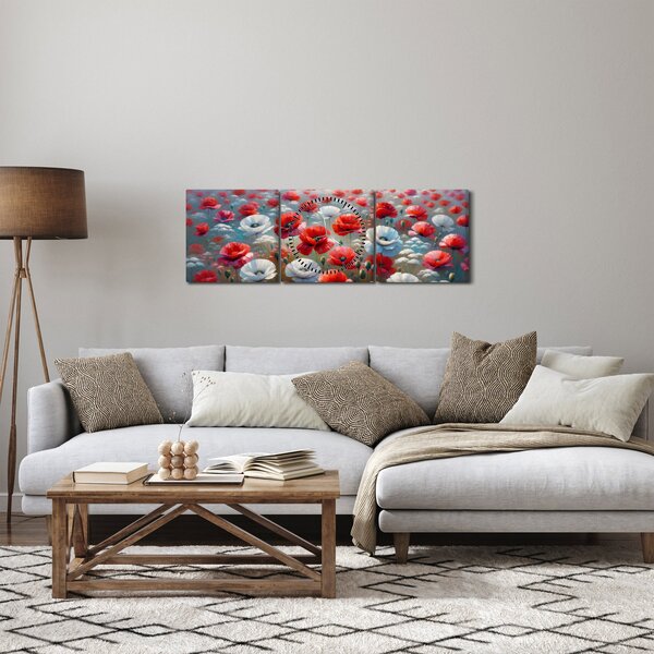 Kép - Pipacsmező (órával) (90x30 cm)
