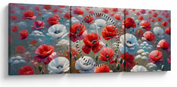 Kép - Pipacsmező (órával) (90x30 cm)