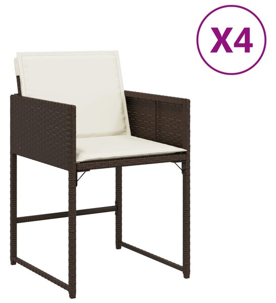 4 db barna polyrattan kerti szék párnával