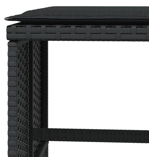 4 db fekete polyrattan kerti szék párnákkal 40 x 40 x 35 cm