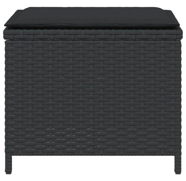 4 db fekete polyrattan kerti szék párnákkal 40 x 40 x 35 cm