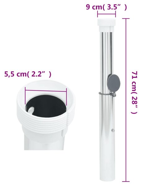 Ezüst alumíniumrúd talajba süllyeszthető napernyő talp 40-50 mm