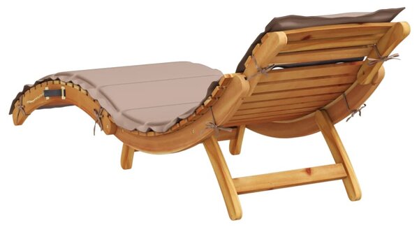 | Napozóágy | párnával 1-személy taupe 55 x 184 x 64cm Tömör Akácfa