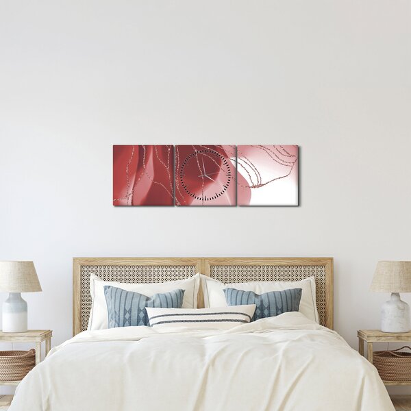 Kép - Piros absztrakt virág N⁰1 (órával) (90x30 cm)