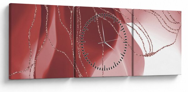 Kép - Piros absztrakt virág N⁰1 (órával) (90x30 cm)