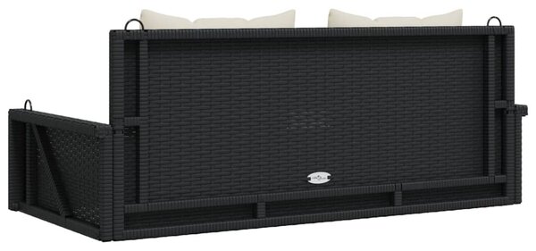 Fekete polyrattan hintapad párnákkal 119 x 56 x 48 cm