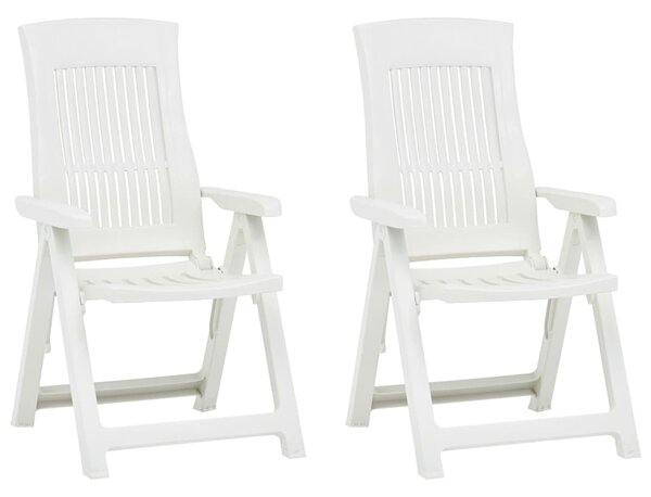 VidaXL 2 db fehér dönthető műanyag kerti szék