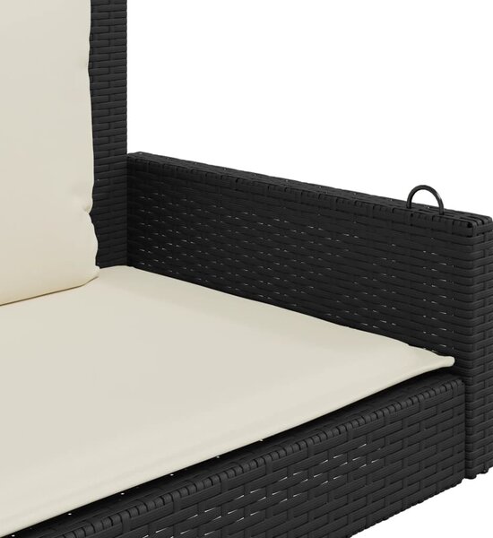Fekete polyrattan hintapad párnákkal 119 x 56 x 48 cm