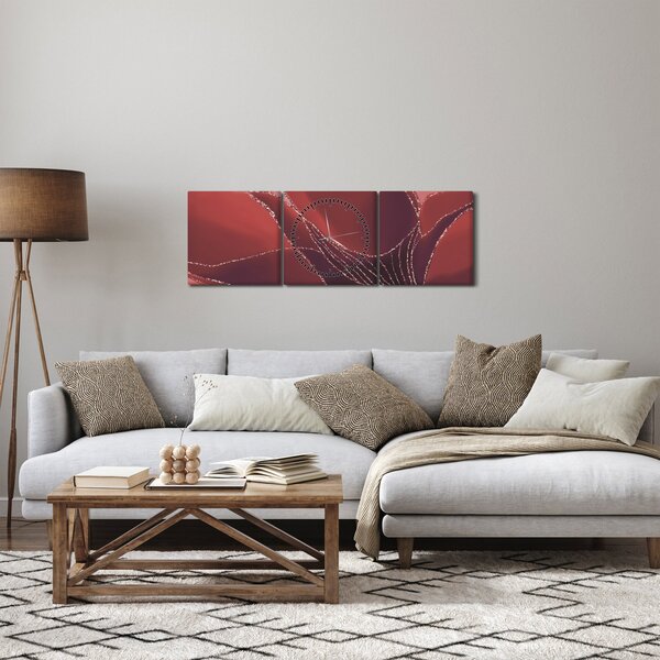 Kép - Piros absztrakt virág N⁰2 (órával) (90x30 cm)