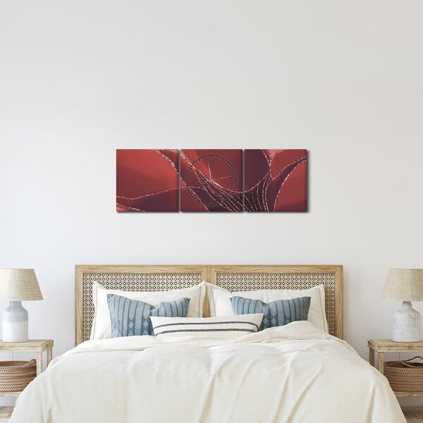 Kép - Piros absztrakt virág N⁰2 (órával) (90x30 cm)