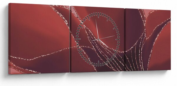Kép - Piros absztrakt virág N⁰2 (órával) (90x30 cm)