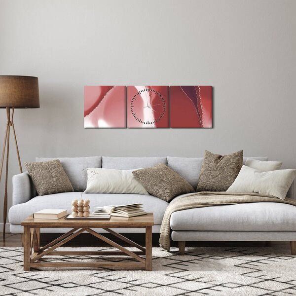 Kép - Piros absztrakt virág N⁰3 (órával) (90x30 cm)