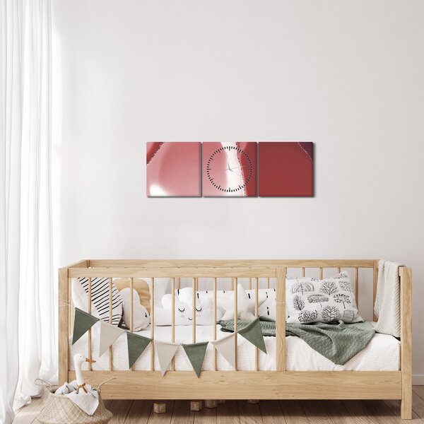 Kép - Piros absztrakt virág N⁰3 (órával) (90x30 cm)