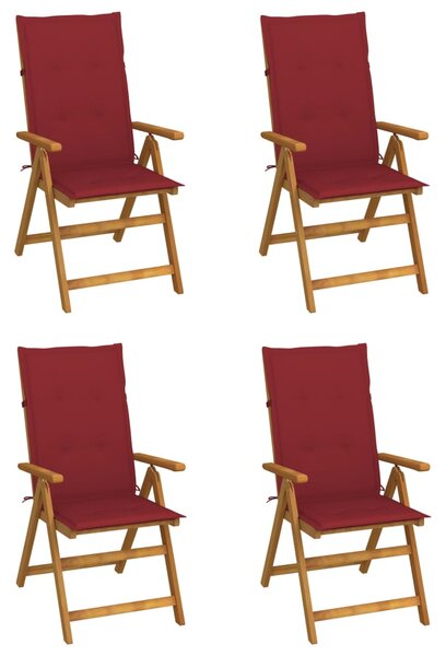 VidaXL 4 db dönthető tömör akácfa kerti szék párnával