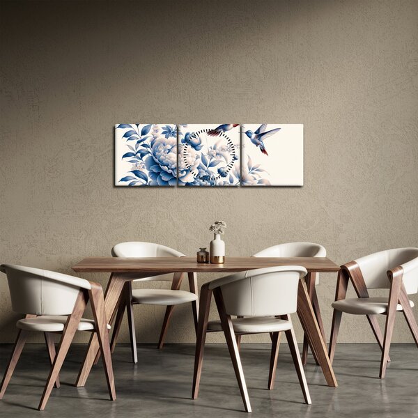 Kép - Kolibrik a virág felett (órával) (90x30 cm)