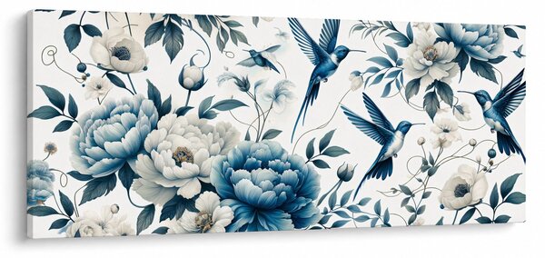 Kép - Kolibrikok virágokkal (120x50 cm)