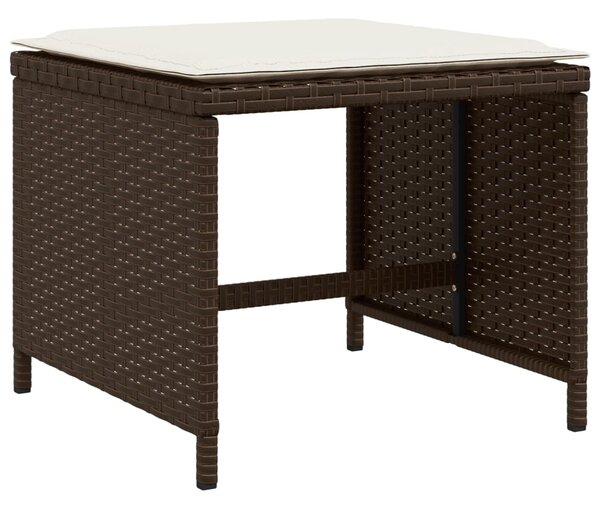 11 részes barna polyrattan kerti ülőgarnitúra párnákkal