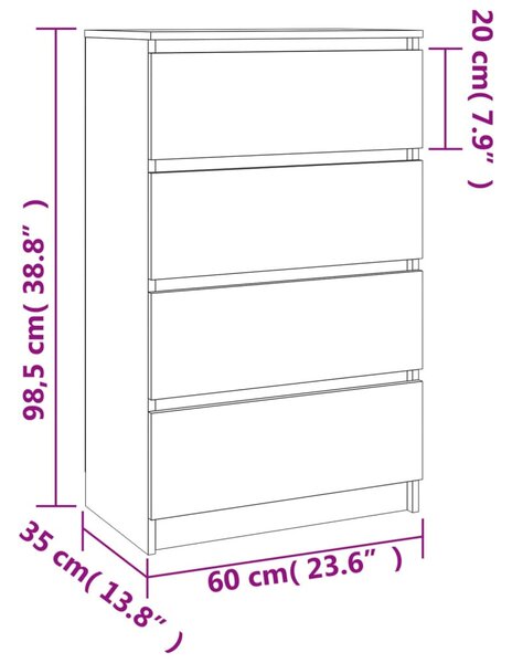 Betonszürke szerelt fa tálalószekrény 60 x 35 x 98,5 cm