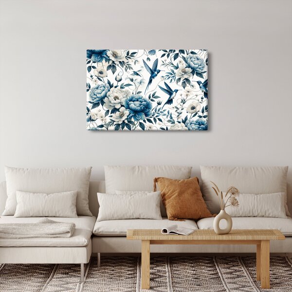 Kép - Kolibrikok virágokkal (90x60 cm)