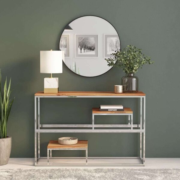 VidaXL Tálalóasztal - Akácfa és Rozsdamentes Acél - 110x35x70 cm