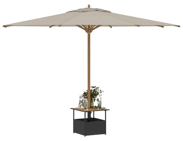 Fekete polyrattan kerti asztal napernyőlyukkal 55x55x46,5 cm
