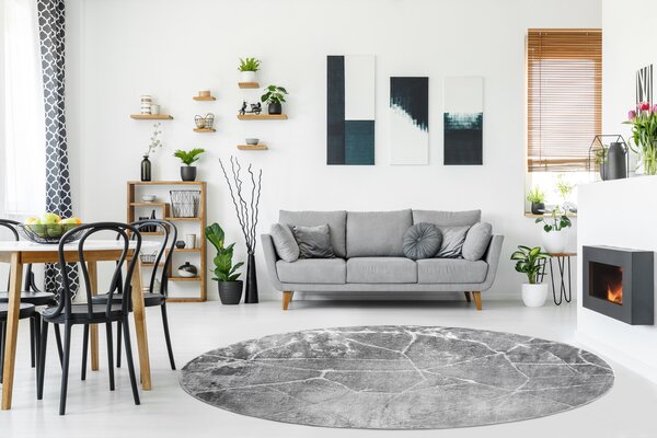 Modern MEFE szőnyeg Kör 2783 Márvány - Structural két szintű gyapjú sötétszürke