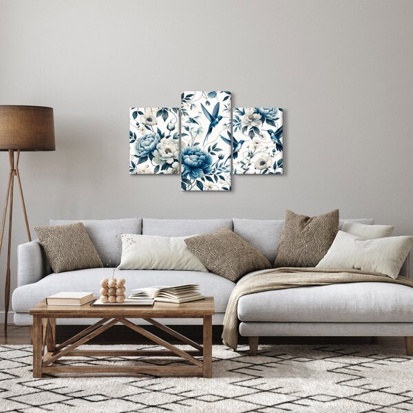 Kép - Kolibrikok virágokkal (90x60 cm)