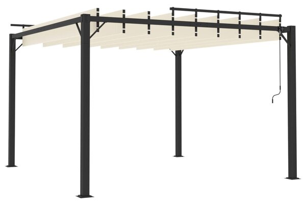Krémszínű szövet és alumínium pavilon lamellás tetővel 3 x 3 m