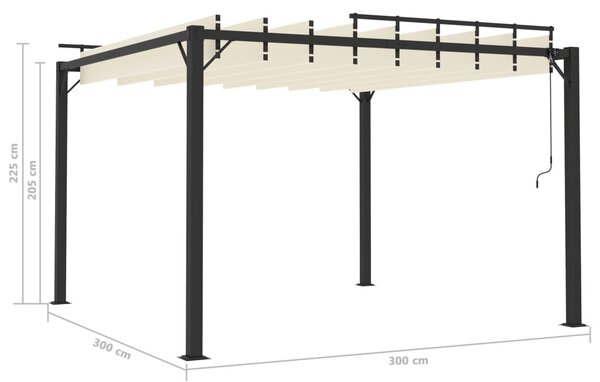 Krémszínű szövet és alumínium pavilon lamellás tetővel 3 x 3 m
