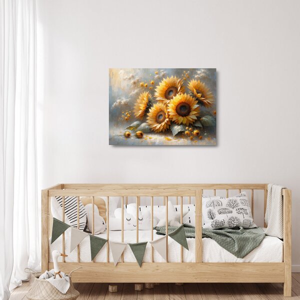 Üveg kép - Napraforgók festménye (70x50 cm)