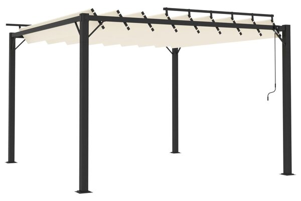 Krémszínű szövet és alumínium pavilon lamellás tetővel 3 x 3 m
