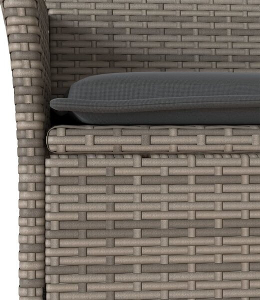 3 részes szürke polyrattan/üveg kerti étkezőgarnitúra párnával
