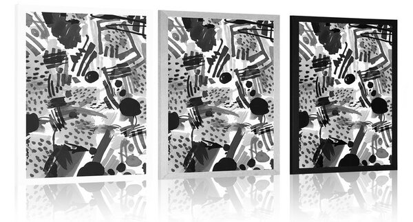 Poszter fekete fehér pop art absztrakció